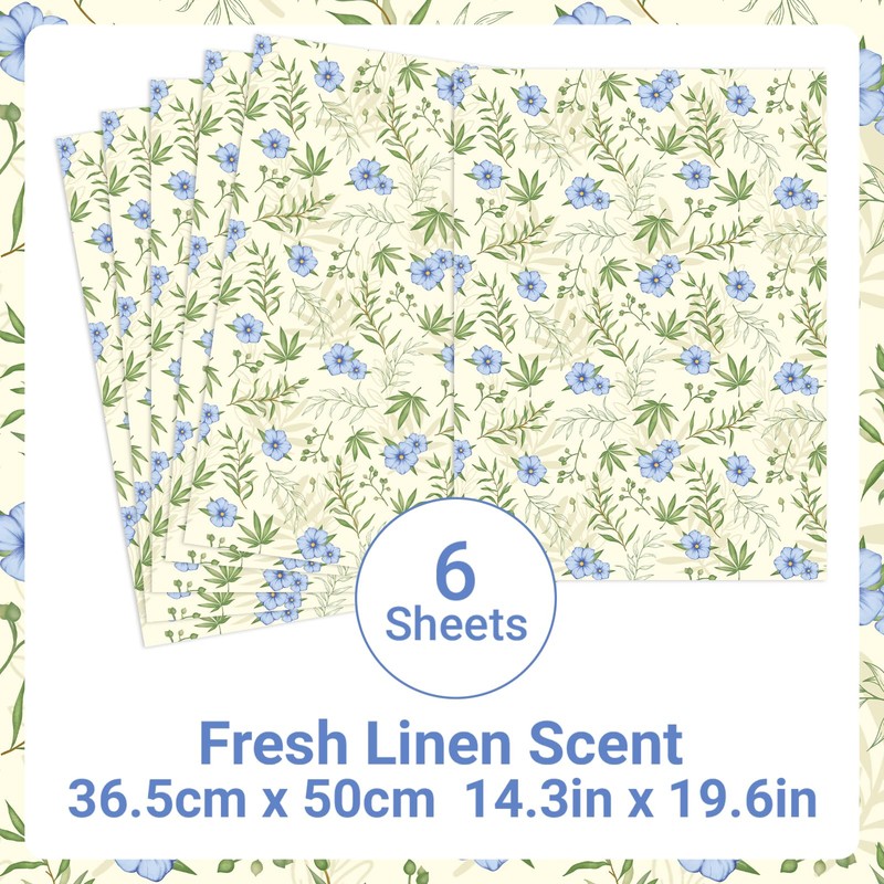 Linen Scented Drawer Liners, 6 Sheets Scent Paper for Drawers,
