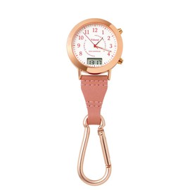 Nursey, Radio Wave, Analog/Digi, Carabiner, Upside Down Dial, Medical Nursing, Clock, Luminous Needle, Water Resistant to 10 ATM, Made in Japan, multicolor (pink / gold)