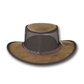 Barmah Hats Foldaway Bronco Cooler Leather Hat - Item 1062 (Large, Rustic)