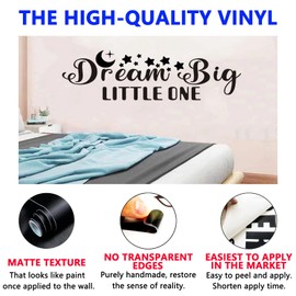 Wall Decals for Kids, Baby Wall Stickers, (Easy to Apply), Wall Decor Vinyl Art Quotes Bedroom Nursery Motivational Boys Girls Teens Inspirational Sayings Home Family Sign, Dream Big Little One 25"X7"