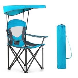 HIGH POINT SPORTS Heavy Duty Canopy Lounge Chair Sunshade Hiking Travel Chair, Foldable Canopy Shade Chair for Outdoor, Camping, Patio, Support 350 LBS, 2 Pack, Enamel Blue