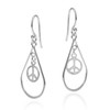 Teardrop Peace Sign Symbol 925 Sterling Silver Dangle Earrings, Sterling