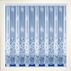 Maple Textiles Luxury Brilliant White Meghan Floral Net Curtain Sold by the Metre (54" - 137cm) Drop