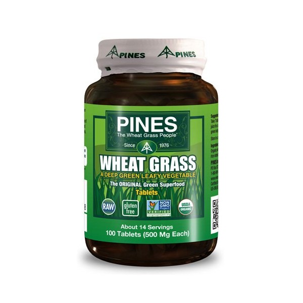 Pines International Organic Wheat Grass - 500 mg - 100 Tablets