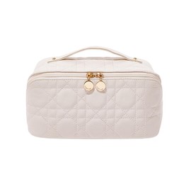 Neoviva Makeup Pouch, Small Items, Pouch, Cosmetics Pouch, Large Capacity, Makeup Pouch, Travel, Cosmetic Storage Bag, Waterproof, Lightweight, Cosmetic Case, Cosmetic Bag, Multifunctional, Cute, White