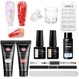 MEET ACROSS Poly Nail Gel 10Pcs Nail Extension Gel Set and Nail Extension Starter Kit for Beginners Nail Art DIY Home Gifts for Women (SET-8, 10pcs)