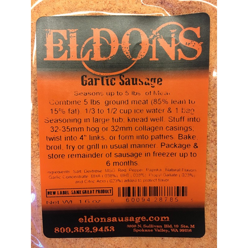 Garlic Sausage Seasoning and Spice for 5 lbs of Meat