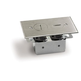 Lew Electric SWB Floor Box, Recessed with Outlets and Data Ports (Screw Lid - 2 Outlets - Replacement, Nickel)