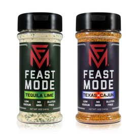 Feast Mode Flavors | Cajun Zest Pack | 2 count | 5oz seasonings | Tequila Lime | Texas Cajun | meal prep seasoning, low sodium, no msg, gluten free, low calorie, no artificial fillers, healthy flavoring