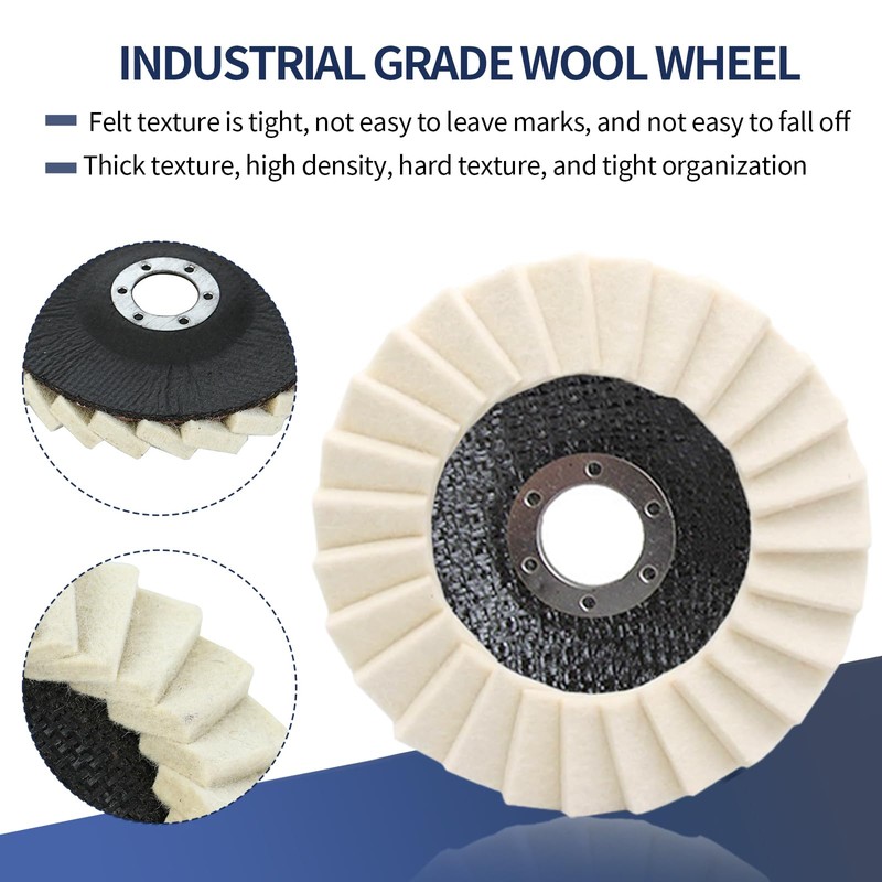 125mm Wool Polishing Wheel, 5 Pcs Wool Buffing Pads Wheels