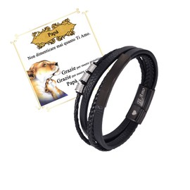 Juozyve Armband Geschenk für Herren Ihn: Herrenarmbänder aus Leder mit Gravur Ich liebe dich Geschenke für Ehemänner, Freunde, Vater, Geburtstag, Vatertag, Weihnachten, Valentinstag, mit Box