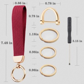 BuitBoll Stretchy Wristlet Keychain, Cute Key Chain Woven Wrist Lanyard Strap Keys Holder for Women Girl Men (PurpleRed)