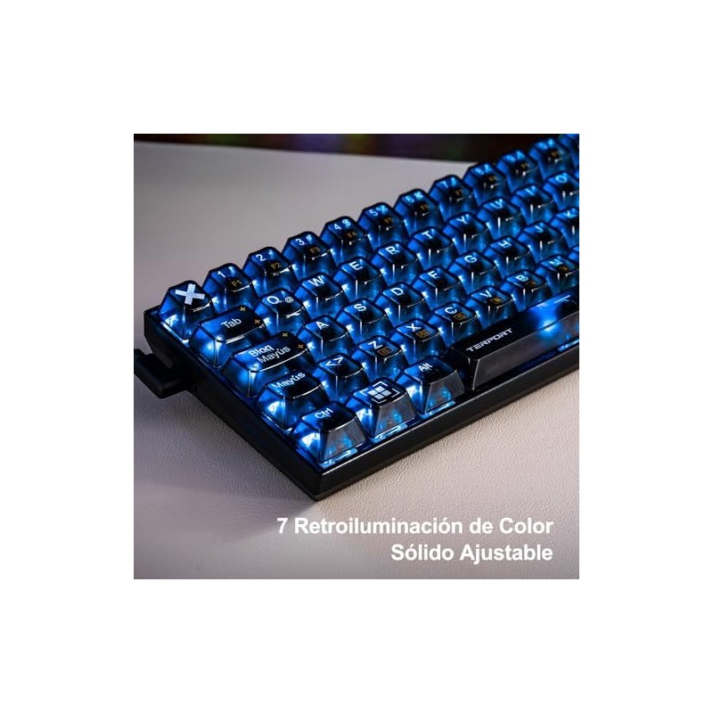 TERPORT Teclado Mecánico Transparente de RGB Retroiluminación, Z11 E158 Teclado