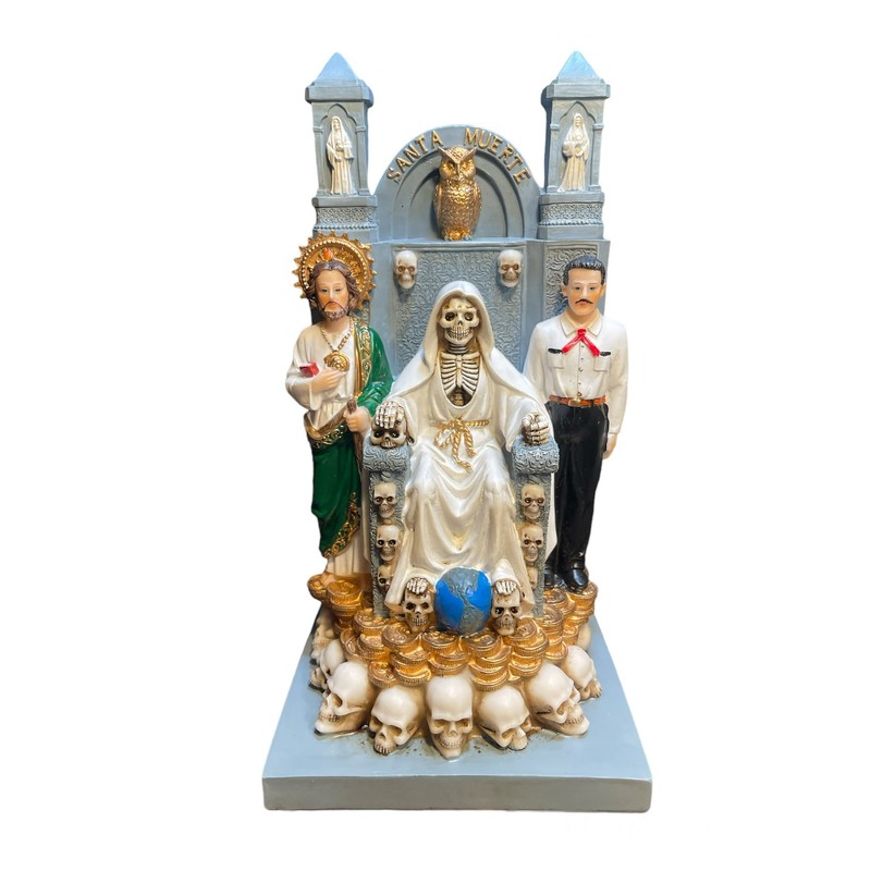 Santa Muerte San Judas Jesus Malverde Statue 12"