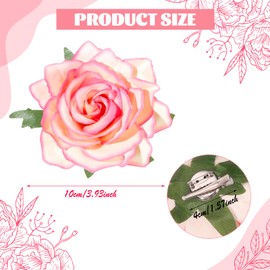 Artifical Red Rose Flower Hairpin for Women, Fascinator Artificial Brooch Hairpins for Bridal Bridesmaid Girls, Rose Red Hair Accessories for Christmas, Wedding (Rose-edged color)