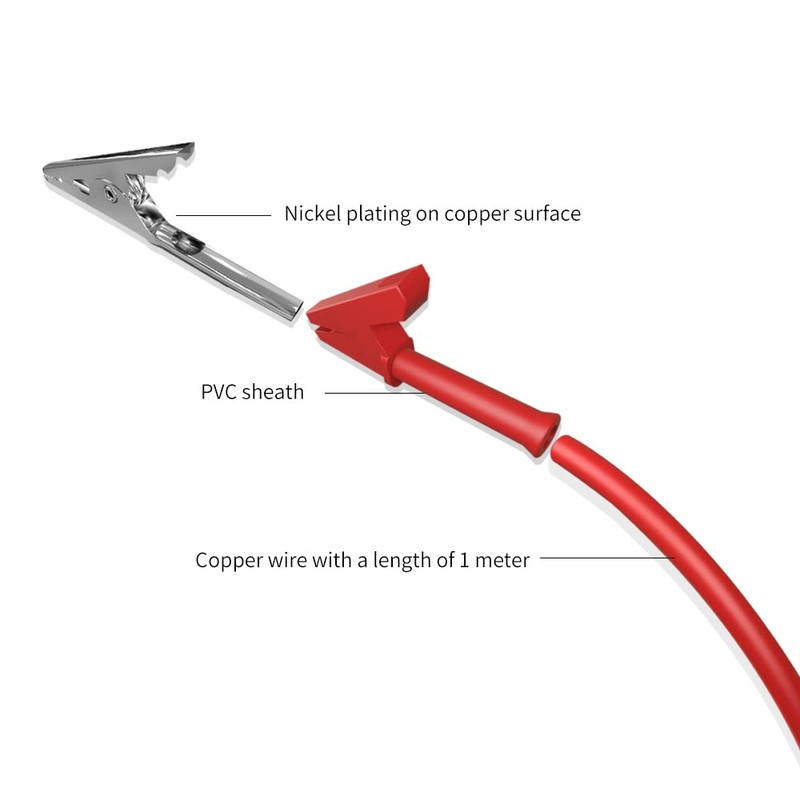CZJZDZ 2pcs Alligator Clips Test Lead Dual Ended Crocodile 15A