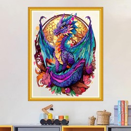 Magxvouy Cross Stitch Kits Stamped Full Range of Embroidery Kits,Cross Stitch Patterns Needlework Kits for Beginners 11CT Printed Kits&Magic Dragon 16x20 inch