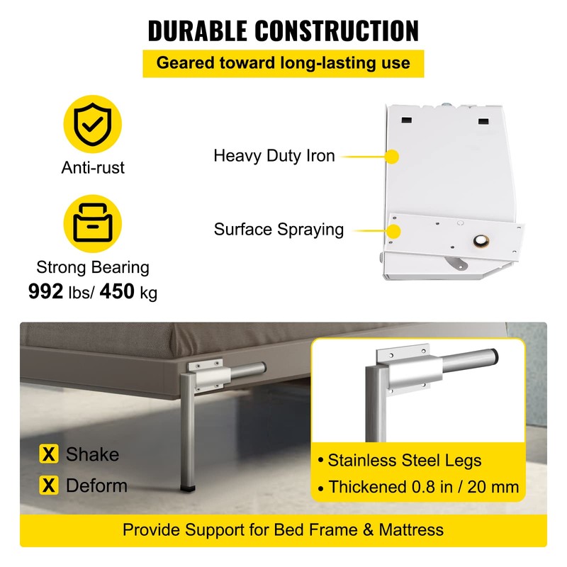 Happybuy Murphy Mounting Wall Springs Mechanism Heavy Duty Support Hardware