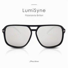 LumiSyne Men's Polarised Driving Mirrored Sunglasses Ultra Light Double Bridge Square Sunglasses UV 400 Protection Sports Outdoor Glasses Gift Box Silver