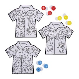 Fun Express Color Your Own Hawaiian Shirts with Buttons Craft Kit Makes 12