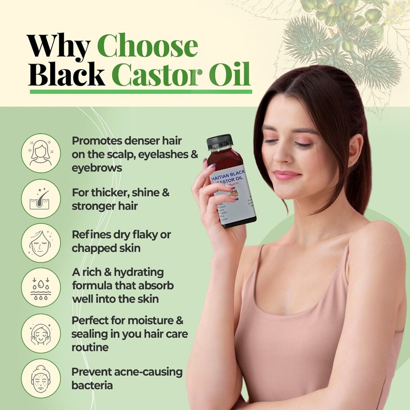 100% Pure HAITIAN Black CASTOR OIL for Thicker, Longer Hair.