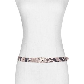 Vince womens Womens 25mm Flat Snake Print Belt With Metal Loop, Natural, Medium