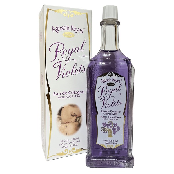 Agustin Reyes Royal Violets Cologne with Aloe Vera GLASS bottle 5 Fl oz Gently and refreshing fragance for baby, childrens and adults