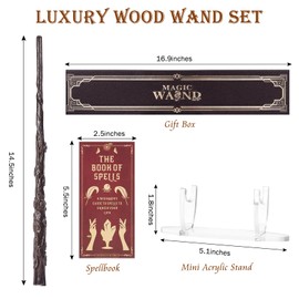 CharmRegion Wooden Wizard Magic Wand Hand Carved Wood Witch Wand for Kids Collection Cosplay, 14.5 in, Cloud