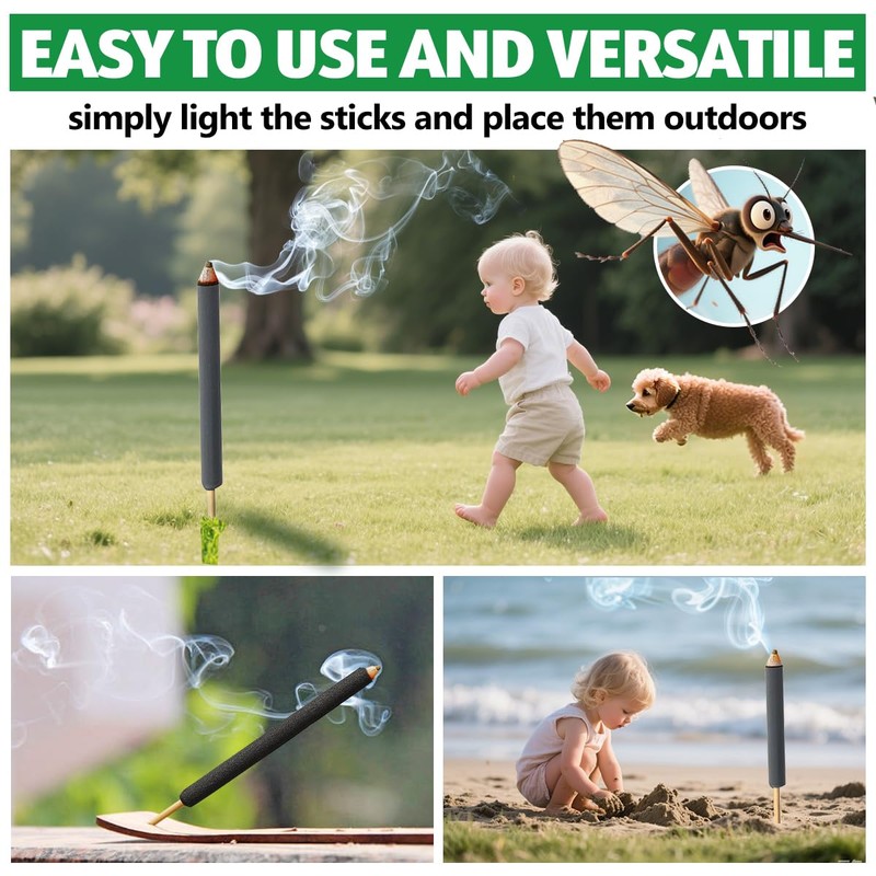 Extra Large Mosquito Repellent Sticks 24 Pack, Natural Outdoor Patio