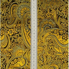 Stoff Kontor Stoffkontor Lurex Jacquard Gold Paisley – Oeko-Tex Standard 100 – Sold by the Metre – Colour: Black – for Sewing Clothing and Decorations