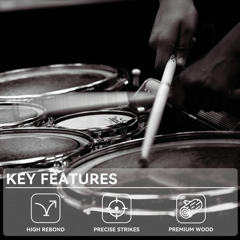 5B Drum Sticks, Drum Sticks for Drums, Natural Solid Wood丨Weight