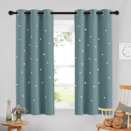 NICETOWN Kids Blackout Curtains for Nursery Bedroom Thermal Insulated Silver Twinkle Star Curtains with Grommet Top Window Treatment 1 Panel Drapes(34" W x 54" L, Greyish Blue)