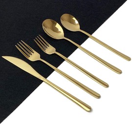Golden Silverware Set,puzhler 20-Piece 304 Stainless Steel Flatware Cutlery Set for 4,Mirror Polished Gold Tableware Set Ideal for Home Kitchen Hotel Restaurant,Includes Forks Spoons Knives