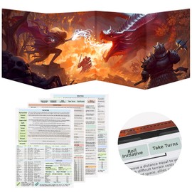 DND DM Screen, Dungeons and Dragons Master Screen Leather,4 Wet-Erase Function Pockets,DND Game Accessories for TRPG,with 4 Panels Master Screen Inserts (Screen A)