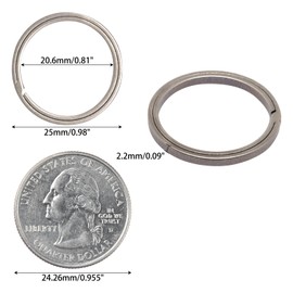 BUXIMN Titanium Key Ring, Heavy Duty Keychain Split Side Pushing Key Rings Black Keyring for Carabiner Dog Tag Clip Car Keyrings (4pcs, ID 0.66")