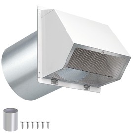 10" Hooded Wall Vent with Screen and Damper,Outdoor Wall Mount Exhaust Vent Cover Cap Dry Vent Hood Air Ventilation for Kitchen Range Hood HVAC Duct House and Industrial Facilities, White