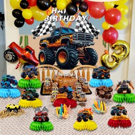 9 Pcs Monster Truck Centerpieces Monster Truck Birthday Decorations Monster Truck Table Decorations Monster Truck Party Supplies