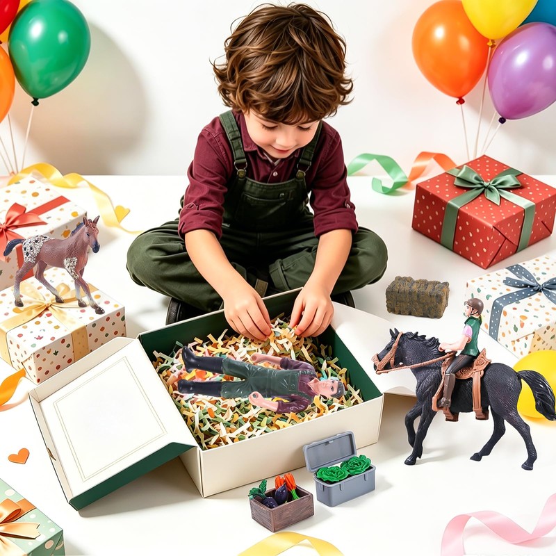 kukifun Horse Stable Playset 40PCS, Farm Barn Toy with Rider