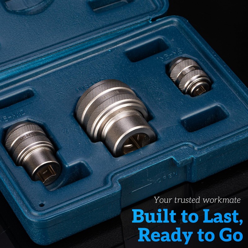 3 Piece Tap Socket Set for Ratchet Wrench - 1/4"
