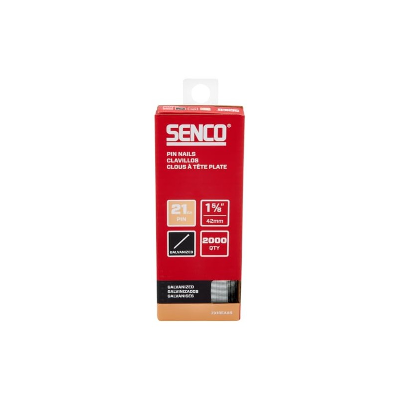 SENCO ZX18EAAR 1-5/8" 21 Gauge Pin Nails, Galvanized Finish 2,000