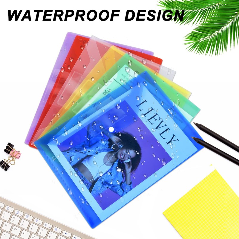 Cozlly Pack of 12 A4 Document Wallets, 12 Coloured Document