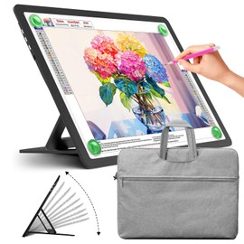 Zocelight Rechargeable A3 Light Board with Built-in Stand & Bag,Super Bright Magnetic Light Box for Tracing,Wireless Light Pad for Diamond Painting,Side Buttons,LED Light Table for Drawing,Sketching
