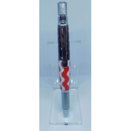 Handmade Knurl GT Pen - Patriotic Stylized American Flag - Red, White & Blue - Chrome Hardware