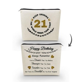 YULUENZE Inspirational Birthday Presents 21st Birthday Golden Shining Remember You Are Braver Stronger Smarter Beautiful Happy 21-Year-Old Birthday Present for Women Friends Sisters