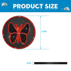 KHGUZ Bling Car Coasters, 4PCS Butterfly Rhinestone Anti-Slip Vehicle Cup Holder Insulated Bottle Mat, Diamond Shiny Automotive Interior Drink Protection Pad Accessories, Universal Fit (Red)
