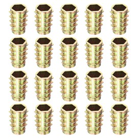 uxcell 20Pcs Hex Threaded Inserts, M8-1.25x20 Zinc Alloy Hex-Flush Thread Insert, Furniture Threaded Insert Nuts, Hex Socket Drive Threaded Insert Bolt for Wood Furniture Assortment