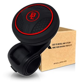 FOURING Fouring BL Steering Wheel Knob Spinner - Universal Non-Slip Fit, ABS & Premium Silicone Finish Suicide Knob with Metal Ball Bearing - Ideal for Cars, Trucks, Boats (Silicone Red)
