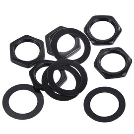 sourcing map 5 Set Guitar Nuts and Washers M9 Guitar Input Output Jack Socket Nuts Black for Guitar Bass