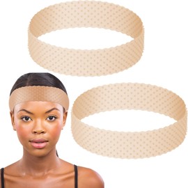 2 Pieces Silicone Grip Wig Band Adjustable Silicone Wig Headband Fix Non Slip Wig Bands Seamless Wig Band Wig Grip Band Strong Holder for Men Women Sports Yoga (Light Brown)