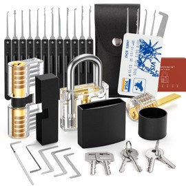 FAHEFANA 30-Piece Lock Picking Set - [Beginner Friendly & 2022 Upgraded] Credit Card Size Lock Pick Set with 3 Transparent Locks, Guide for Lock Opening for Beginners and Professionals
